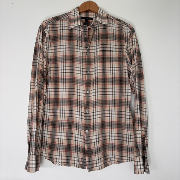 John Varvatos Other - John‎ Varvatos Brown Red Plaid Classic Oxford Button Down Size Medium